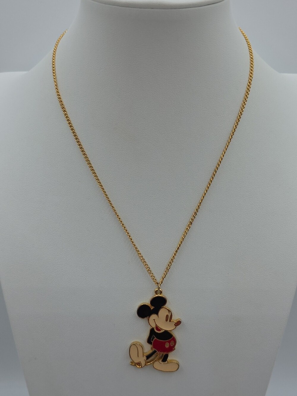 Gold-Tone Mickey Mouse Enamel Pendant Necklace - Black & Red